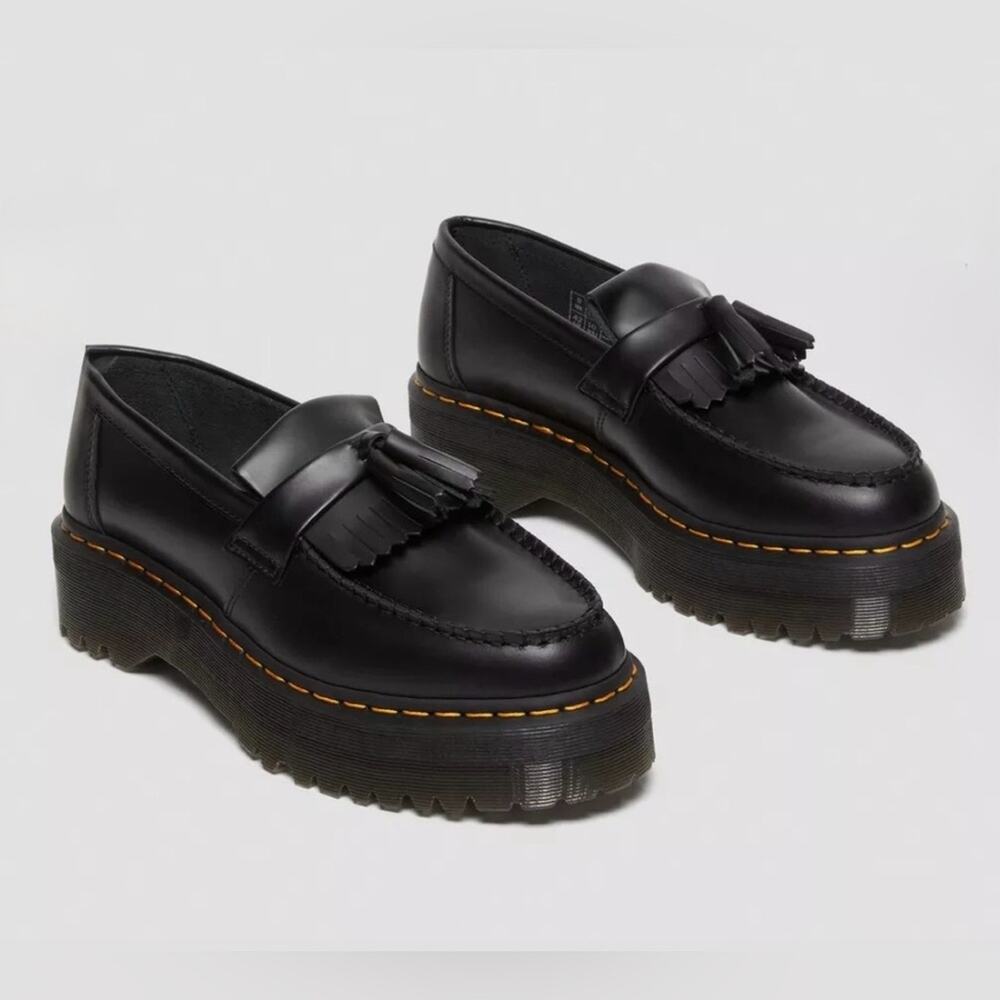NEW DR MARTENS ADRIAN LEATHER PLATFORM TASSEL LOAFERS SZ 8 Genuine Leather SZ 7